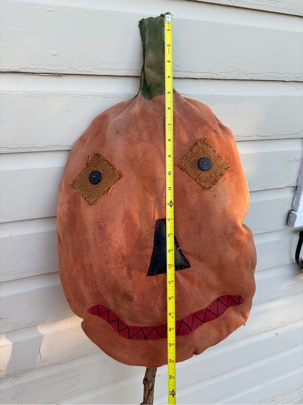Primitive Pumpkin Face Yard Stake - Orange Halloween Decor - Picture 4 of 5